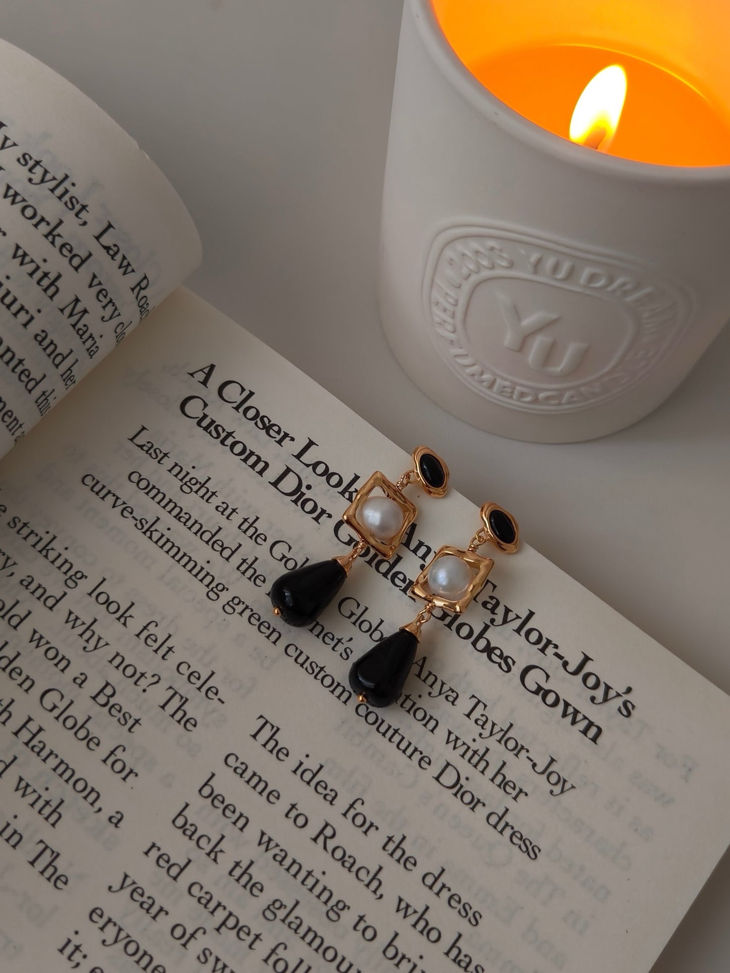 Onyx Natural Pearl Earrings