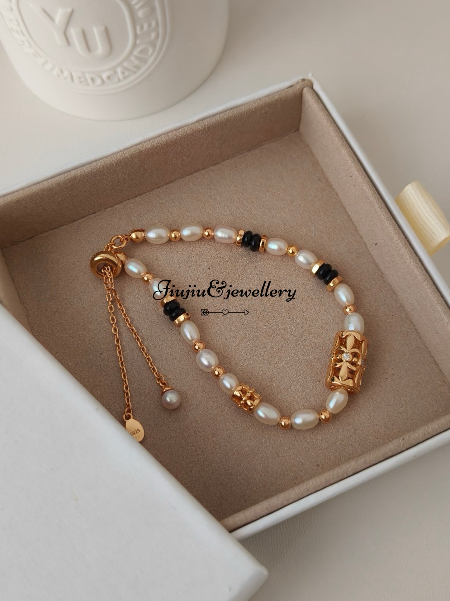 18k Gold Onyx Transit Beads Bracelet