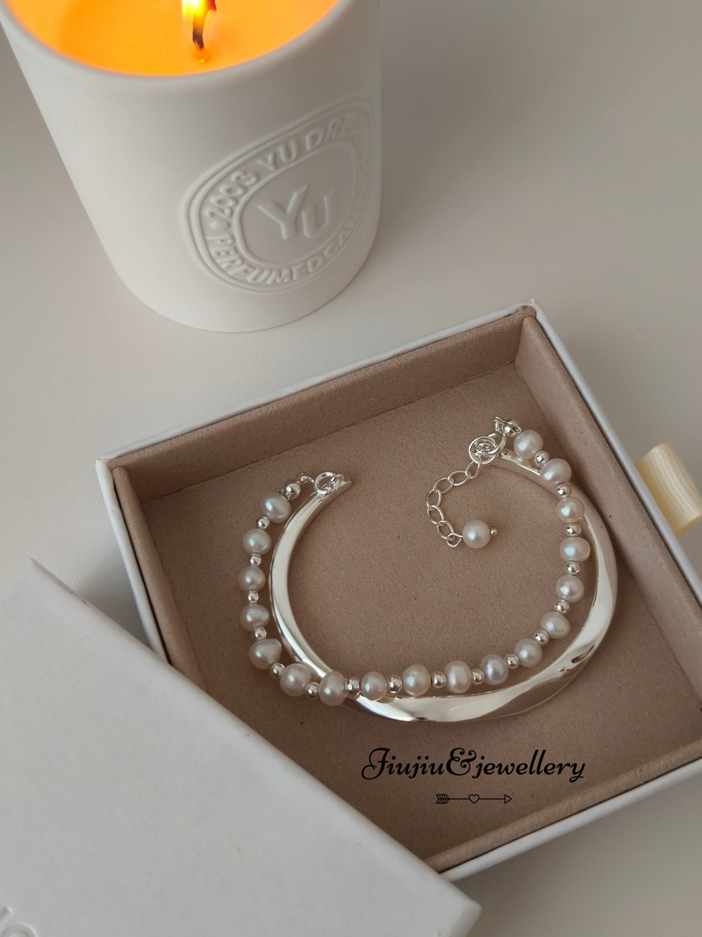 S925 Silver Pearl Bracelet Bangle