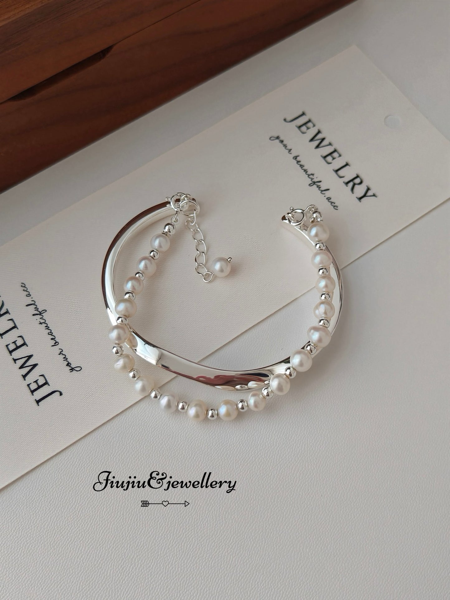 S925 Silver Pearl Bracelet Bangle