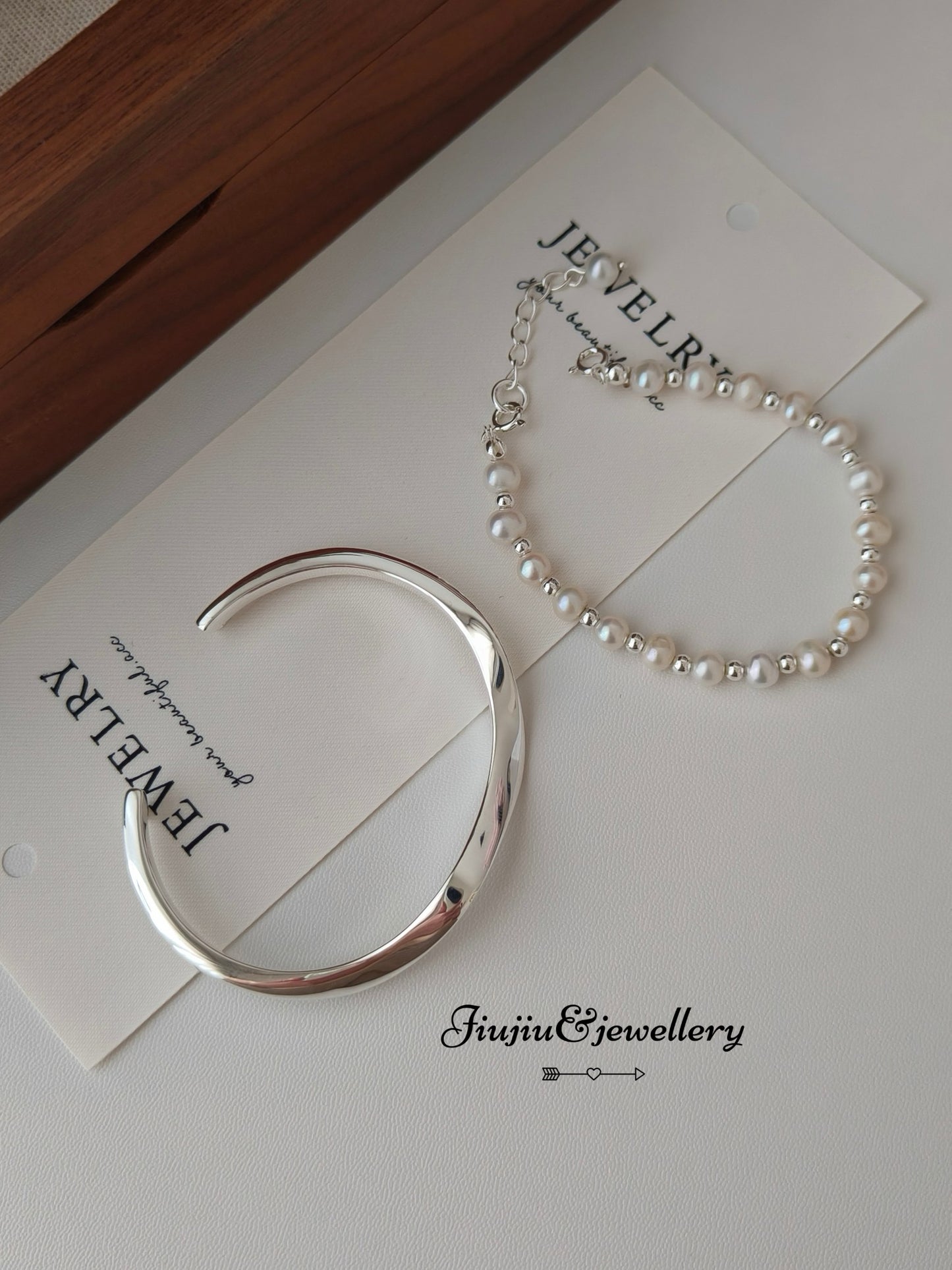 S925 Silver Pearl Bracelet Bangle