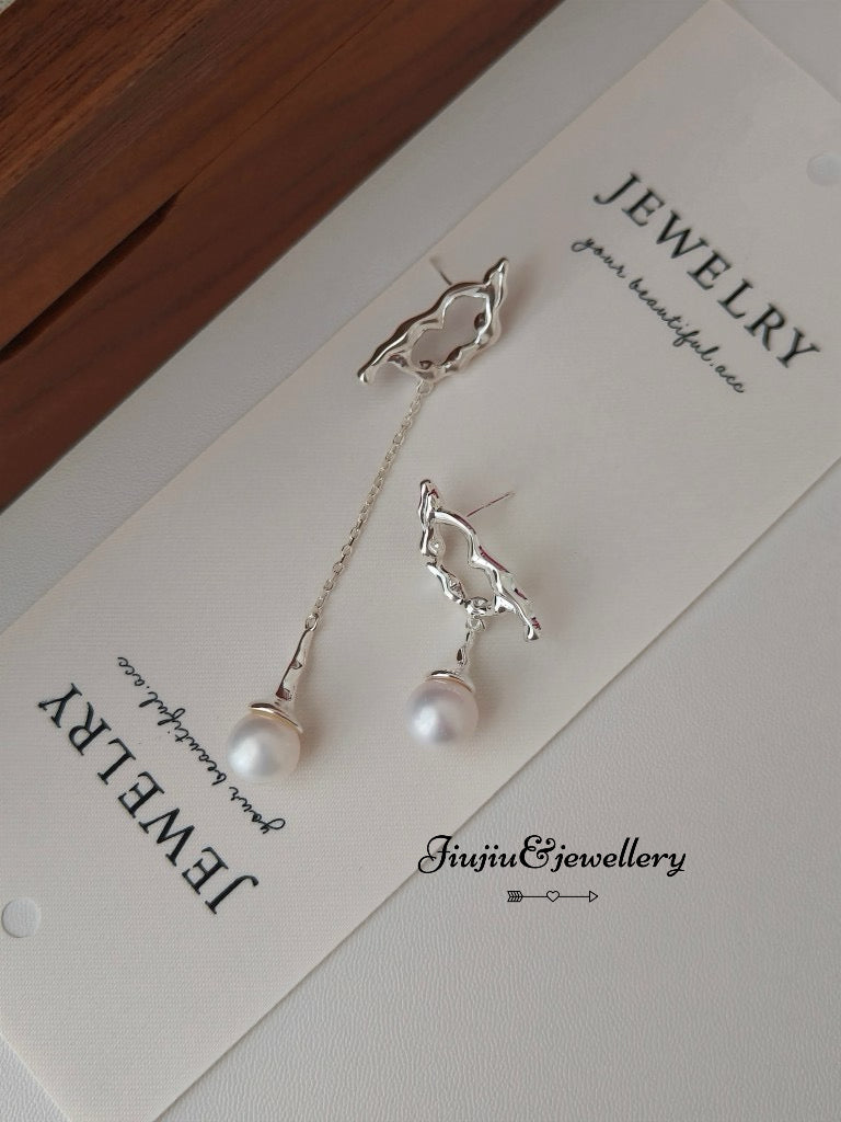 Sterling Silver Irregular Pearl Earrings