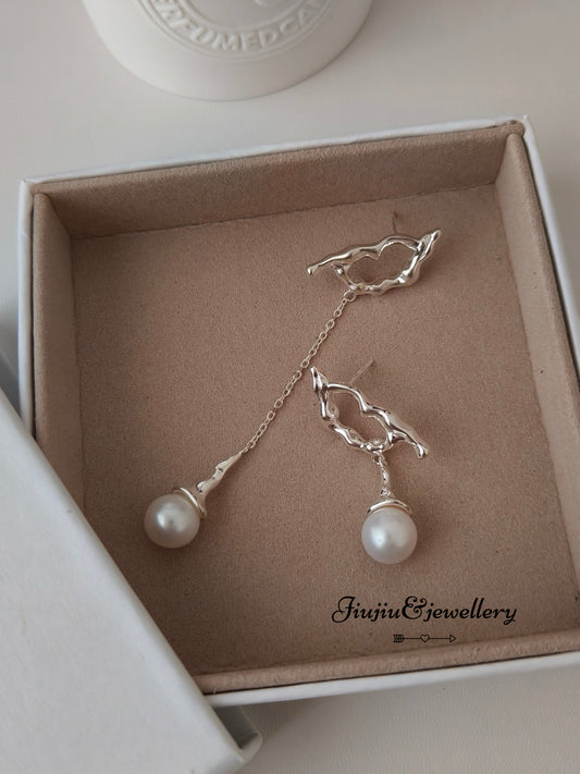 Sterling Silver Irregular Pearl Earrings