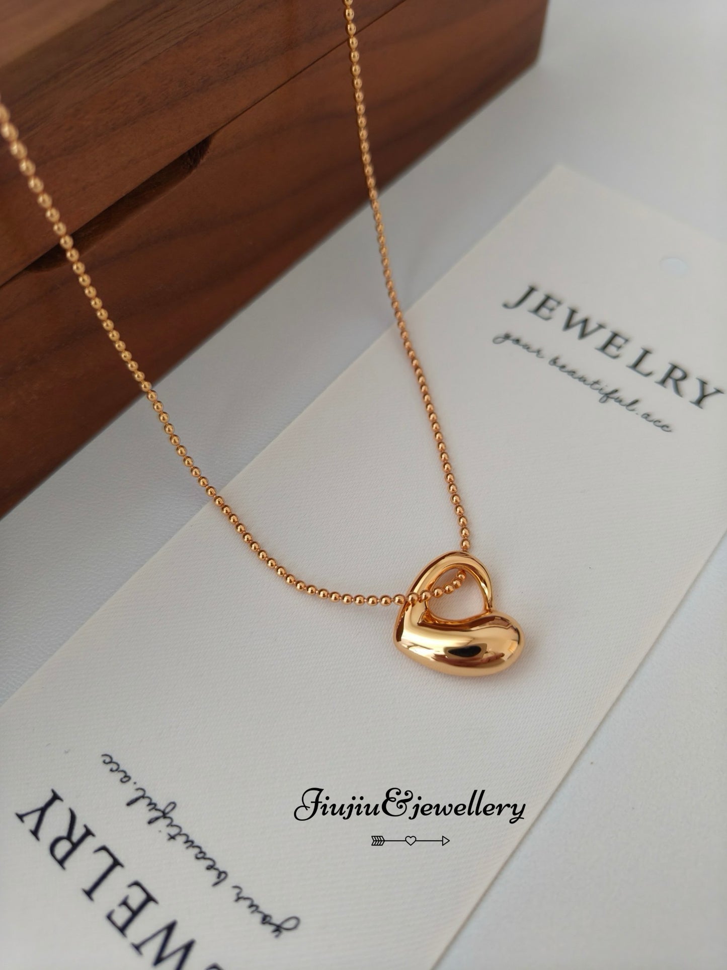 18k Gold Peach Heart Necklace