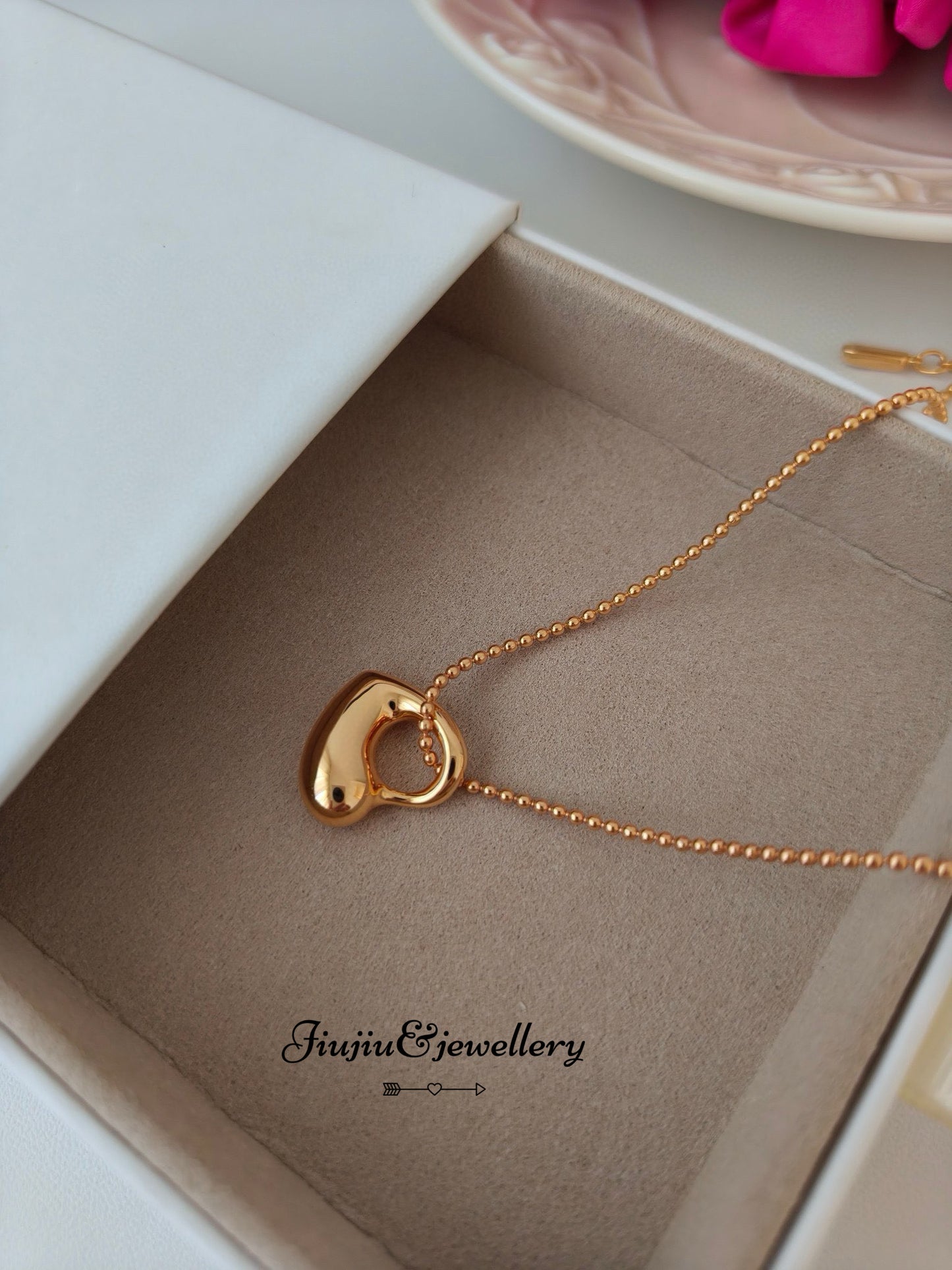 18k Gold Peach Heart Necklace