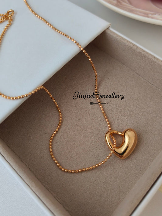 18k Gold Peach Heart Necklace