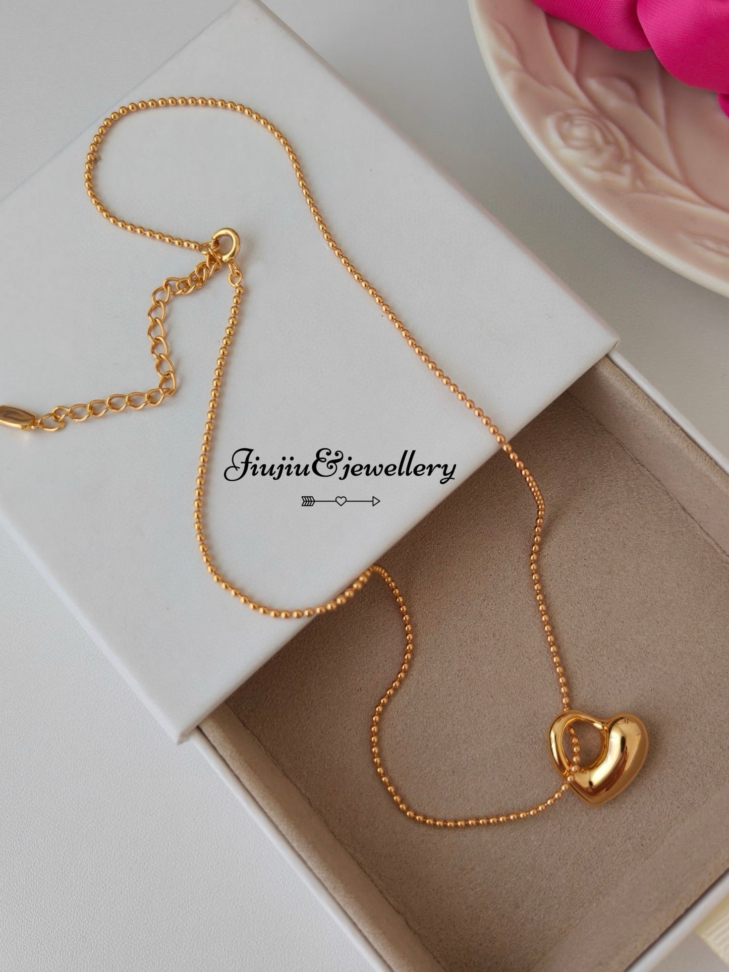 18k Gold Peach Heart Necklace