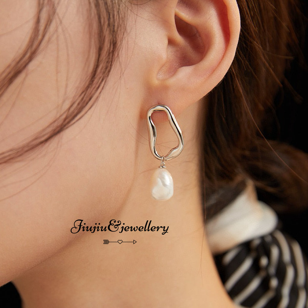 Ladder Dangle Baroque Pearl Earrings