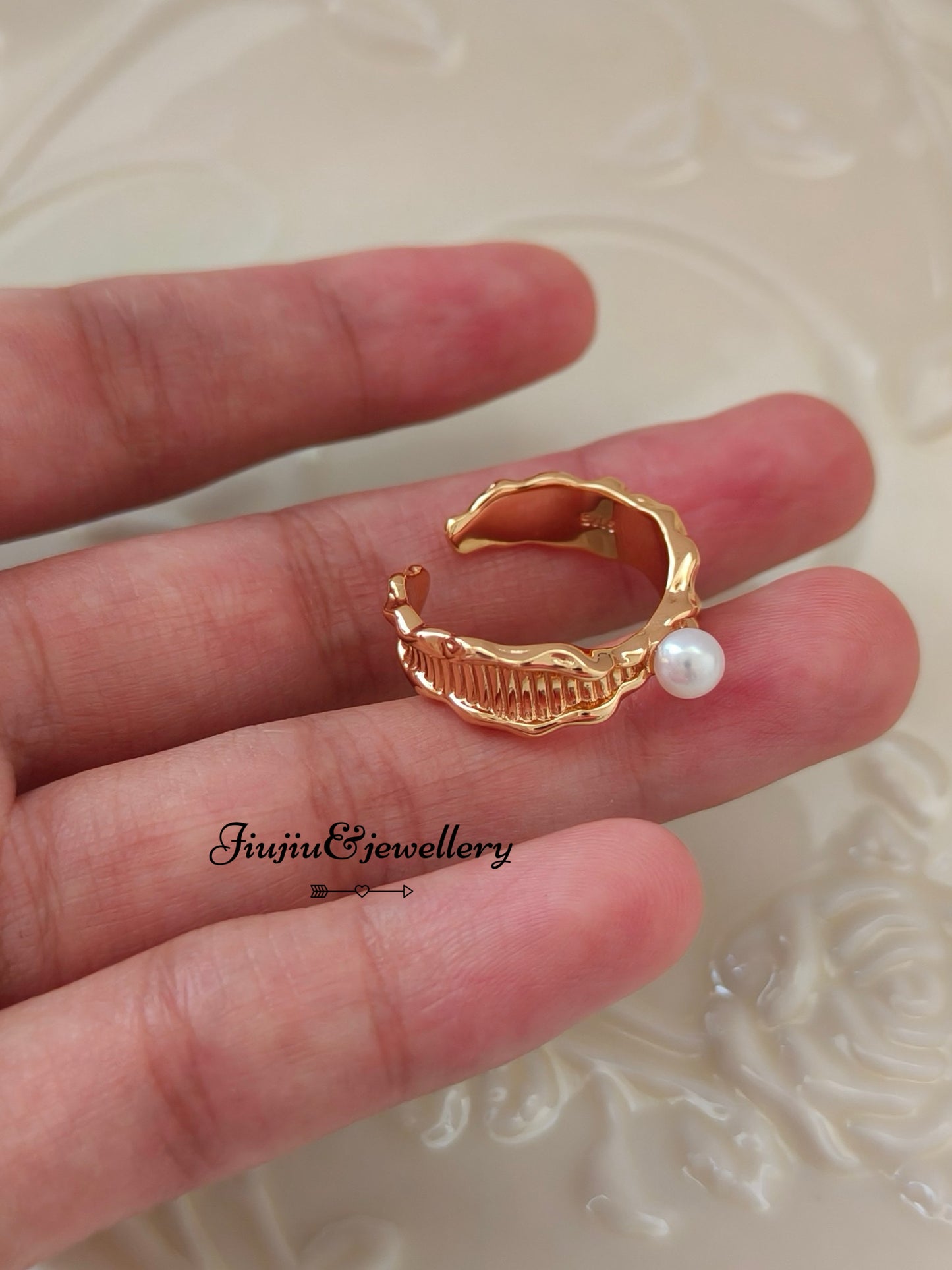 Lace Braided Pearl Ring