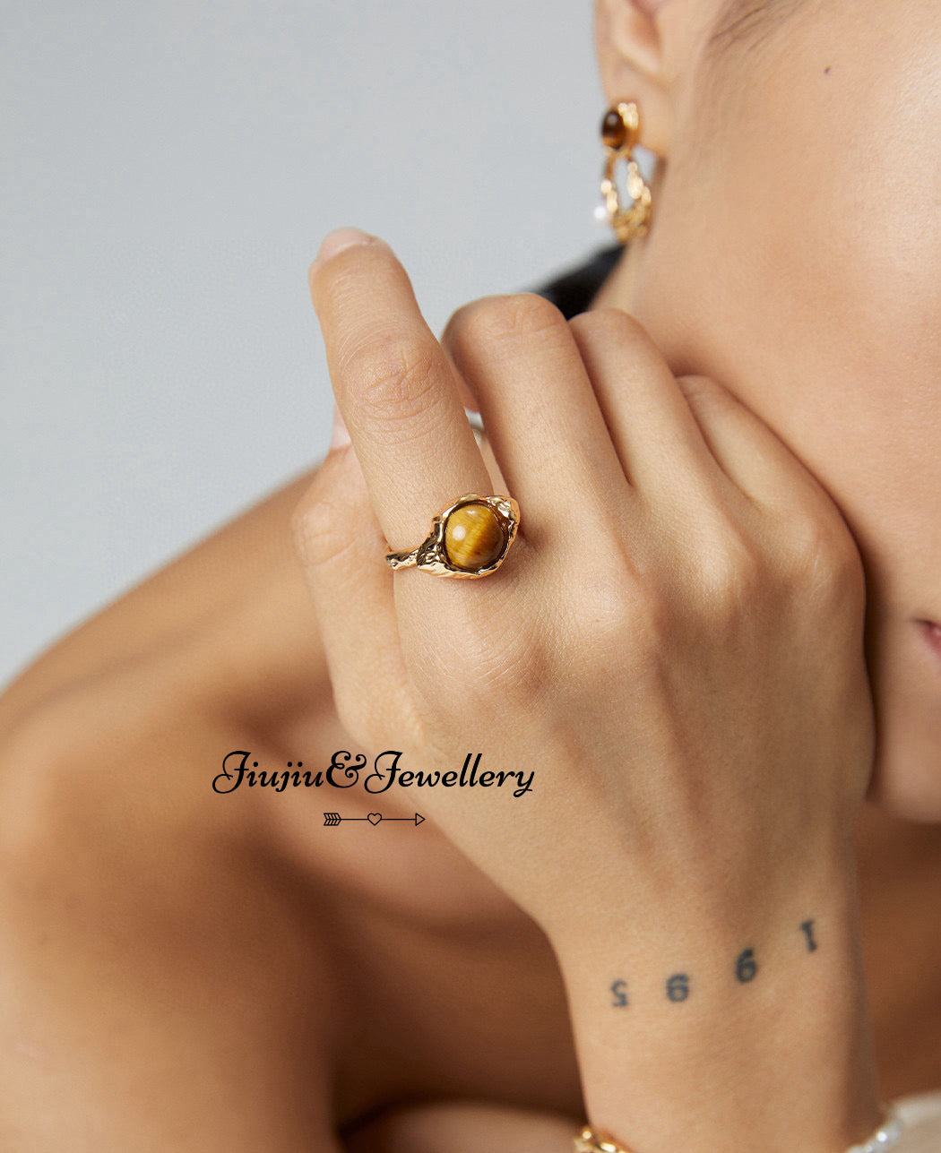 Tiger's Eye Open End Ring