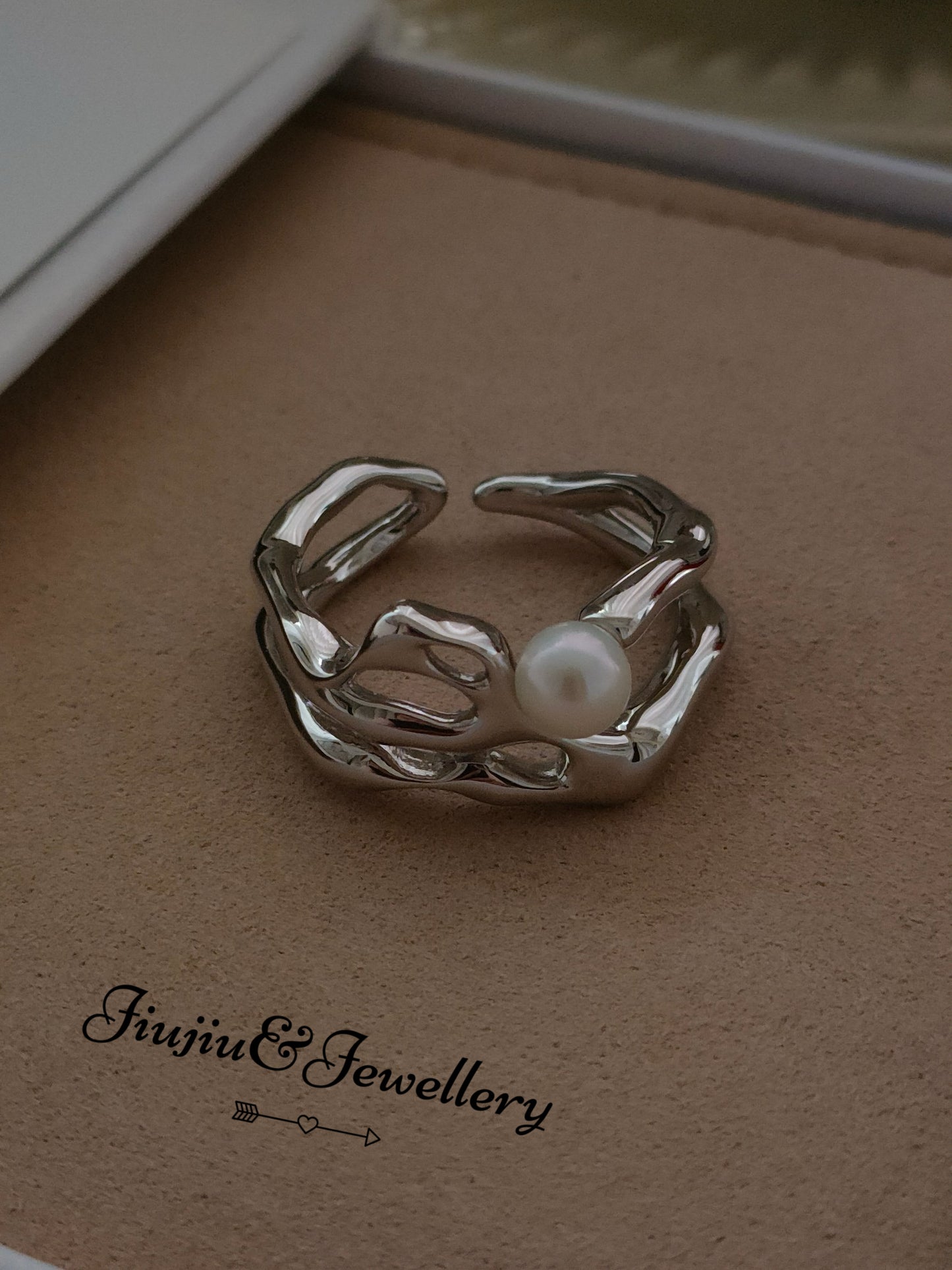 Sterling Silver Irregular Pearl Ring