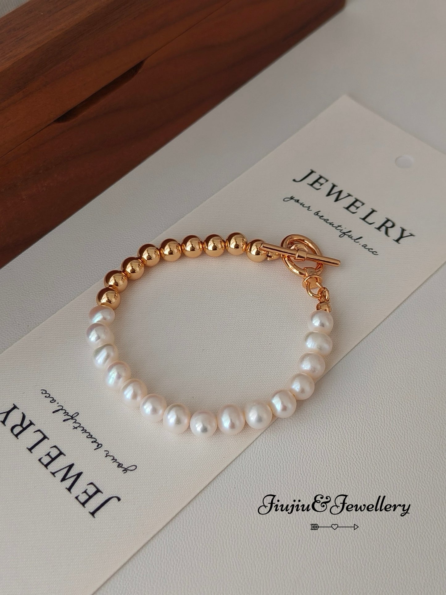 Half Gold Pearl Bracelet