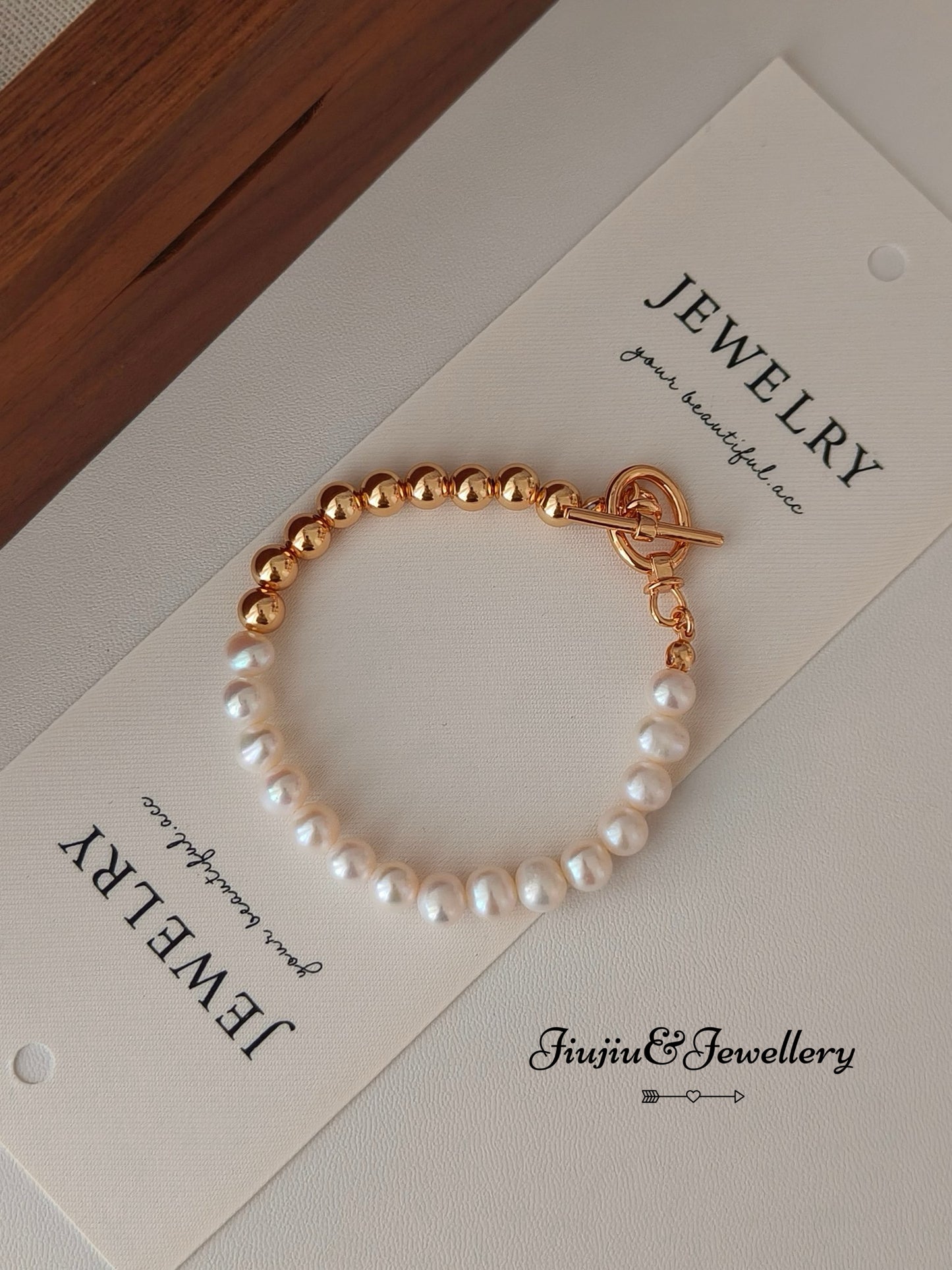 Half Gold Pearl Bracelet