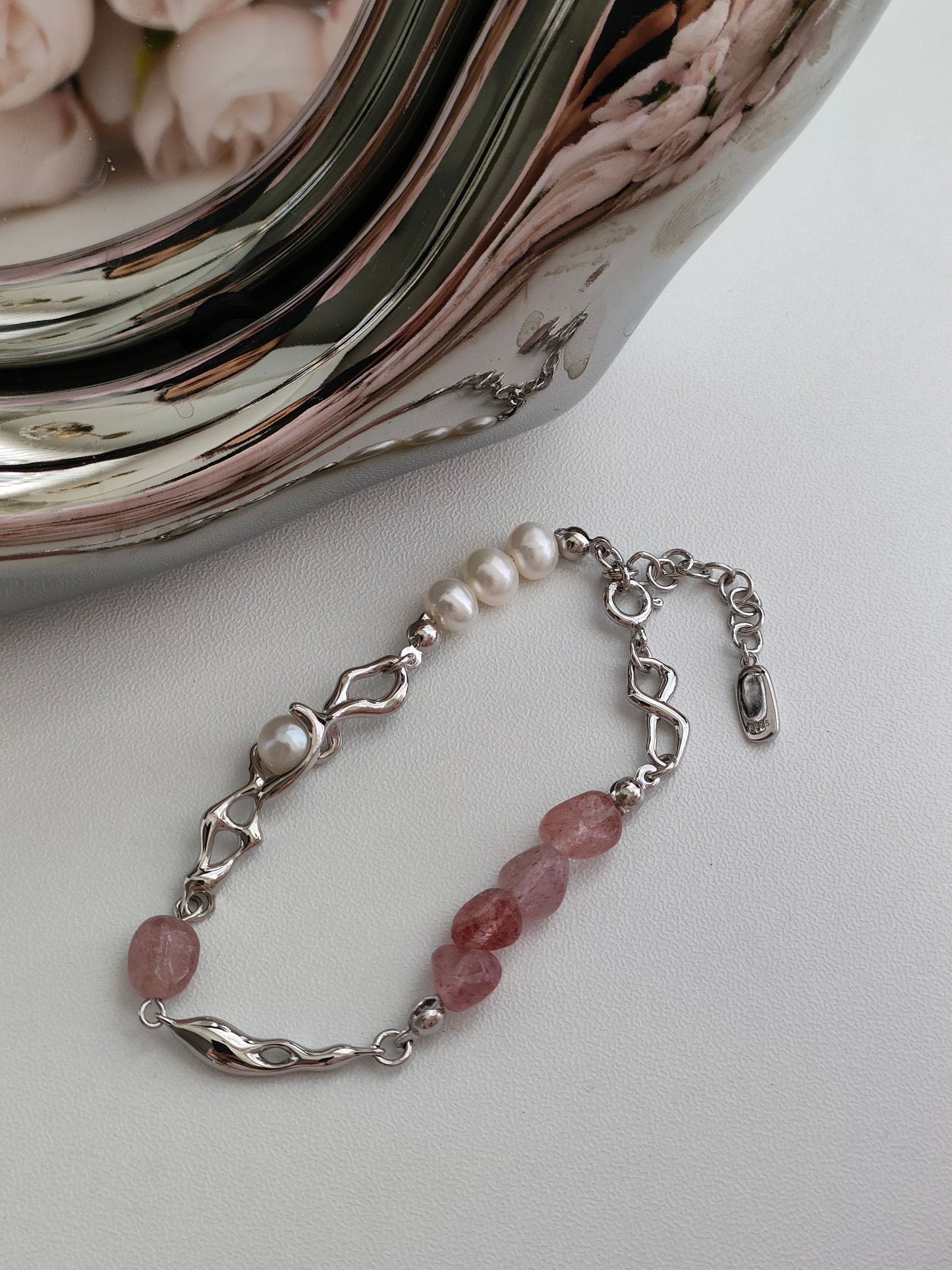 Strawberry Crystal Pearl Bracelet